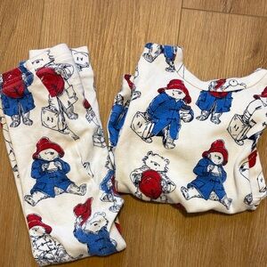 GAP Kids Pajama Set White with Red and Blue Paddington Bear Print